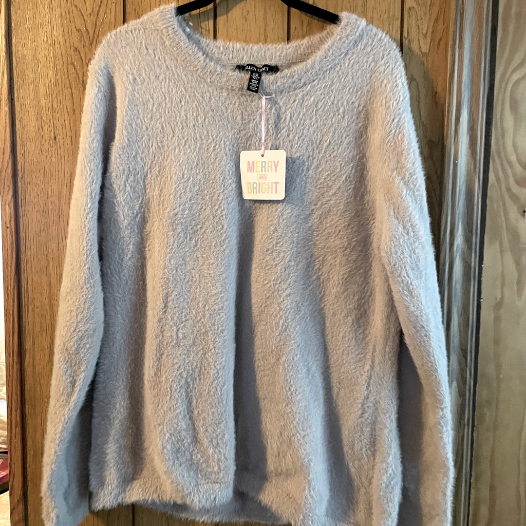 Brand New Womans Eyelash Sweater Grey By Ellen Tracy